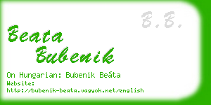 beata bubenik business card
